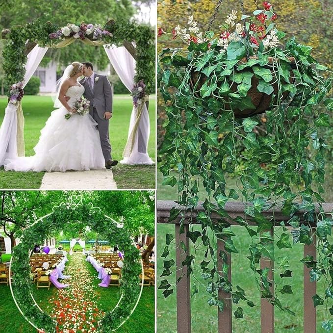 Comtelek Fake Vines for Room Decor 48PCS Artificial Ivy Garland with Clip 336FT Green Flowers Hanging Plants Faux Greenery Leaves Bedroom Aesthetic Decor for Home Garden Wall Wedding