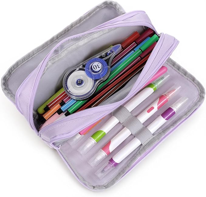 Large Capacity Storage Bag Big Zipper Pouch Box Bag Cute Stuff Aesthetic Organizer Office Home Supplies for Men Women Adults (Purple)