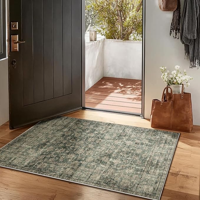 Machine Washable Throw Rugs for Entryway: Door Mat Indoor Entrance 2x3 Rug Boho Small Area Rug Non-Slip Low Pile Kitchen Rug for Front Door Indoor Entrance Entry Kids Room