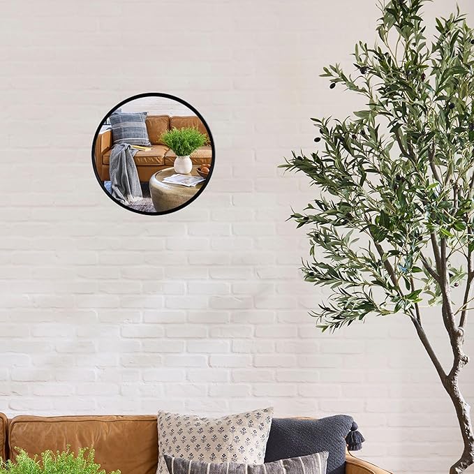 12-inch Aluminum Frame Modern Black Round wall Mirror, Suitable for Decorative Small Metal Frame Round Mirrors in bathrooms, Living Rooms, entrances, and corridors(Black, 12x12)