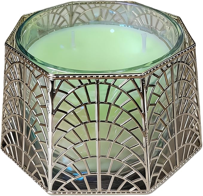 3 Wick Candle Holder, Shell Design Candle Jar Holder for 4-Inch Diameter Jars (5.25" D x 3.5" H), Rose Gold Metal, Coastal Decor