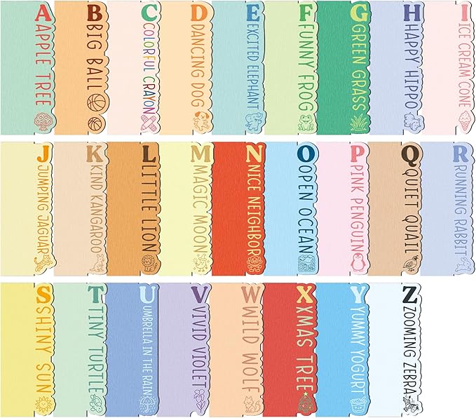 26 Pcs Library Alphabet Book Dividers Wooden Vinyl Record Organizer Separators 26 Alphabetical A-z Dividers Bookshelf Markers for Shelves Cds, Albums, Books