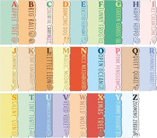 26 Pcs Library Alphabet Book Dividers Wooden Vinyl Record Organizer Separators 26 Alphabetical A-z Dividers Bookshelf Markers for Shelves Cds, Albums, Books