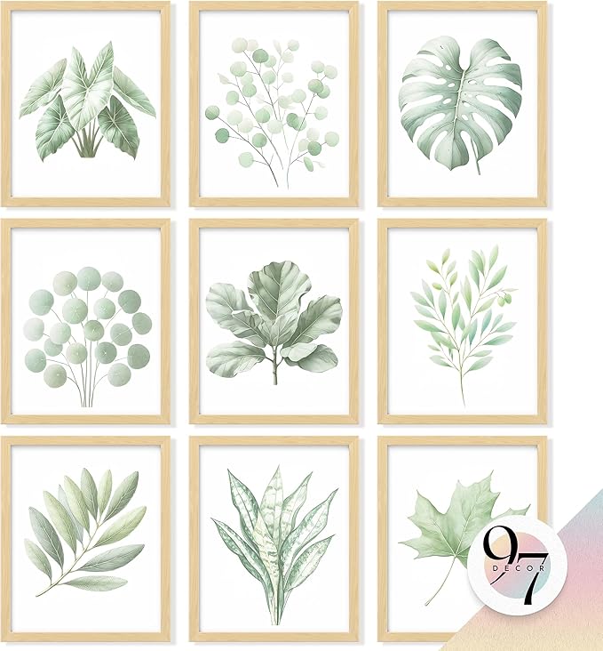 97 Decor Vintage Botanical Wall Art - Greenery Plant Posters For Room Aesthetic, Retro Green Plant Pictures Wall Decor, Vintage Botanical Prints For Home Bedroom Office Decorations (8x 10 Unframed)