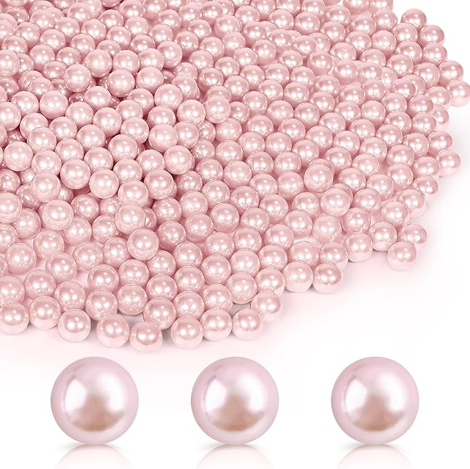 350Pcs Pink Vase Filler Pearl Beads for Crafting 12mm Beads No Holes Decor Suitable for Wedding Decor, Party Decorations, Centerpiece Table Decorations