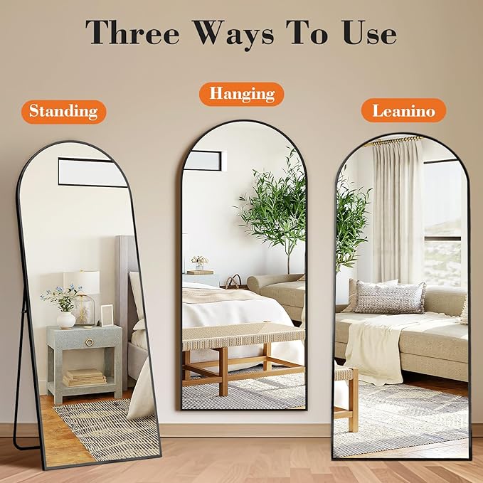 NEWBULIG Full Length Mirror, Full Body Floor Mirror with Aluminum Alloy Thin Frame, Wall or Standing Mirror for Bedroom, Living Room, Dressing Room