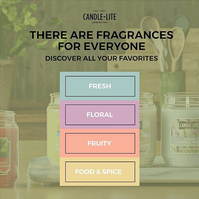 Candle-lite Scented Candles, Island Bellini, 18 oz Jar, Proudly Poured in The USA, Aromatherapy Candle, Single-Wick with 110 Hours of Burn Time, Perfect for Creating an Inviting Ambiance