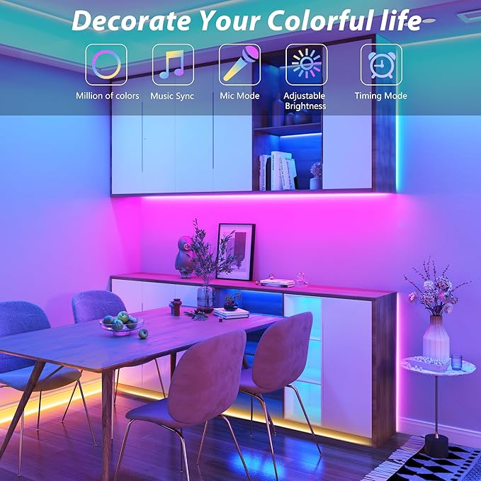 Ledagic 200ft Outdoor Led Strip Lights Waterproof, Ip68 Outside Led Light Strip Waterproof with Remote and App Control, Exterior Led Rope Lights Music Syne RGB Strip Lights for House Decor(2 * 100ft)