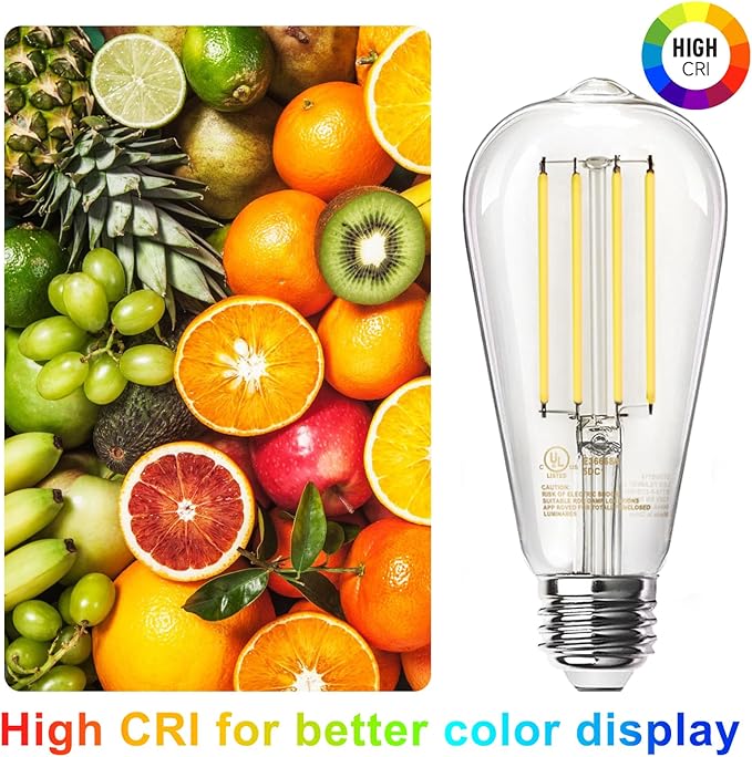 TJOY 36 Pack Vintage 8W ST58 LED Edison Light Bulbs, Dimmable, 60W Equivalent, 800Lumens, 2700K Warm White, E26 Base LED Filament Bulb, CRI80+, Antique Glass Style for Home, Bedroom, Office, Farmhouse