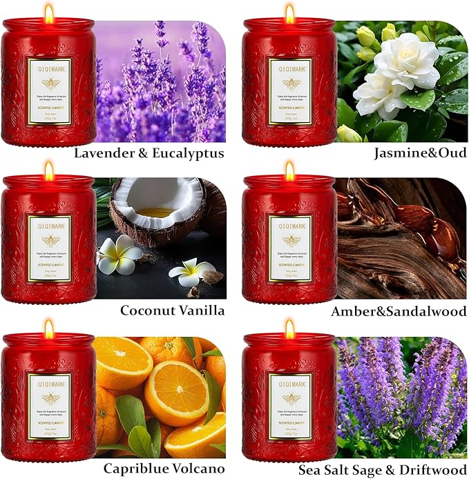 Candles Set - 6PC Scented Candles, Soy Candle, Aromatherapy Candle, Soy Wax Candle, Candle for Home, Women, Birthday, Valentine, Christmas, Anniversary Present