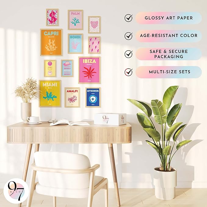 97 Decor Beach Preppy Room Decor Aesthetic - Preppy Beach Room Decor For Teen Girls, Cute Posters For Bedroom, Beachy Wall Prints For Dorm Decor, Trendy Pictures Wall Decor (unframed)