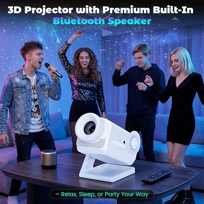 3D Galaxy Projector with Bluetooth Speaker, 60 HD Themes, 4-in-1 Night Light with Remote & Timer, Adjustable Focus for Ceiling Bedroom, Kids Room Party Gifts for Adults & Kids