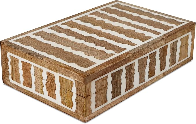 Handicrafts Home Decorative Storage Box with Lid Wooden Storage Organizer Box Multi Purpose Storage Box for Coffee Table Desk Shelf – Resin Inlay Kept Safari Collection - 10x6x2.5