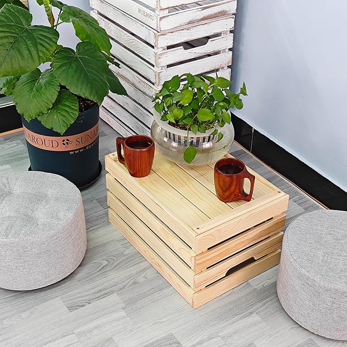 Wooden Crates are Suitable for Storage, Milk crates, Wine Crates, Toy Crates, Display and Decoration, Camping, and Other Purposes. They are Sturdy and Durable, set of 2 Length of 17.7 inches.