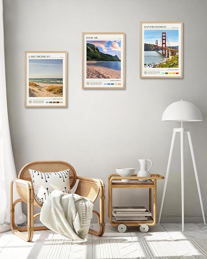 HesenDot Natural OAK Wood Hawaii Framed Wall Art,12x16in Makana Mountain Natural Scenery Canvas Wall Print,Classic Urban City Landmark Wall Decor for Living Room,Bedroom,Office Gallery Gifts Set of 1
