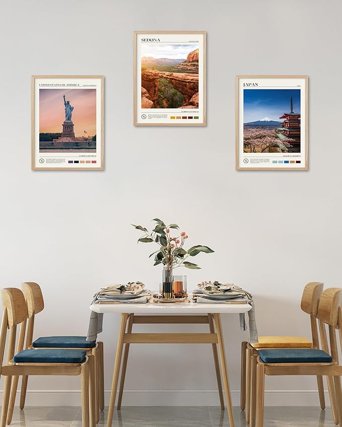 HesenDot Natural OAK Wood Framed Mount Fuji Wall Art, 12x16in Japanese Natural Scenery Canvas Wall Print, Classic Urban Landmark Wall Decor for Living Room, Bedroom,Office Gallery Set of 1
