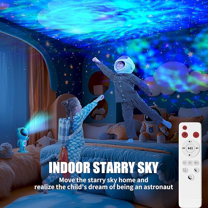 Astronaut Galaxy Projector,Space Projector,with Bluetooth Speaker and Remote Control,360° Adjustable Angle,Spaceman Star Kids Night Light, for Bedroom Ceiling Adult Birthday(Blue)