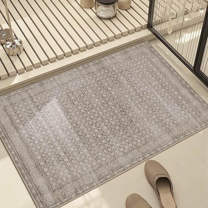 Rugxara 2x3 Entryway Rug,Door Mat Indoor Entrance, Washable Non Slip Kitchen Bathroom Rugs, Ultra-Thin Throw Small Rug for Front Door/Indoor Entrances, Apricot