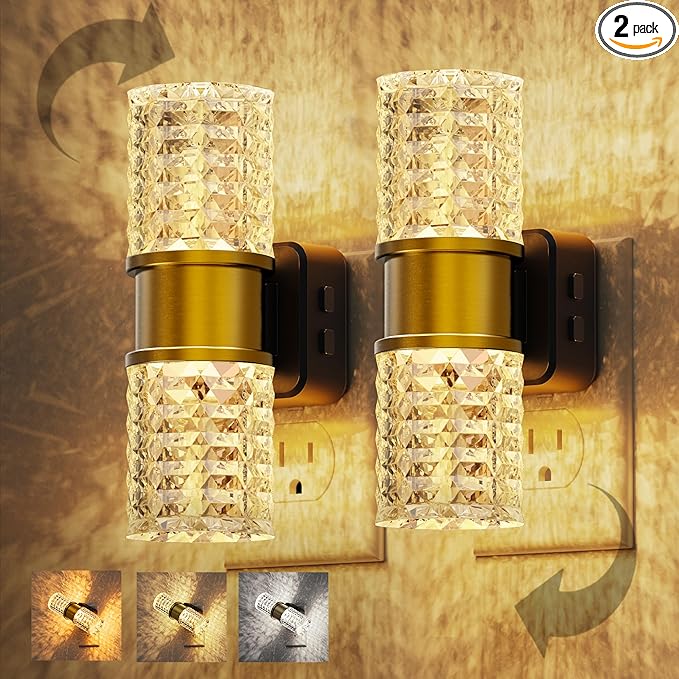 L LOHAS LED Night Light,Modern Night Lights Plug into Wall,2 Pack Amber-3000K-5000K Adjustable Color Temperature Night-Light,Dimmable Nightlights with Dusk to Dawn Sensor for Rooms Bathroom Hallway