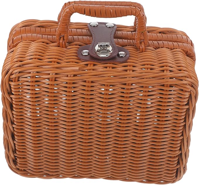 Simulated Rattan Woven Suitcase Retro Storage Case Handwoven Storage Box