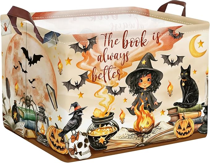 Magic Hat Bat Baby Gift Basket Collapsible Clothes Nursery Hamper for Boy Girl Large Book Shelf Basket Toy Box Bin for Kid Room, Witch, 36L