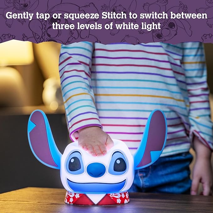 Disney Lilo and Stitch Squish Light, Night Light for Kids, USB Lamp, Battery Operated, Dimmable, Ideal for Bedroom, Playroom, Living Room, and More, 83063
