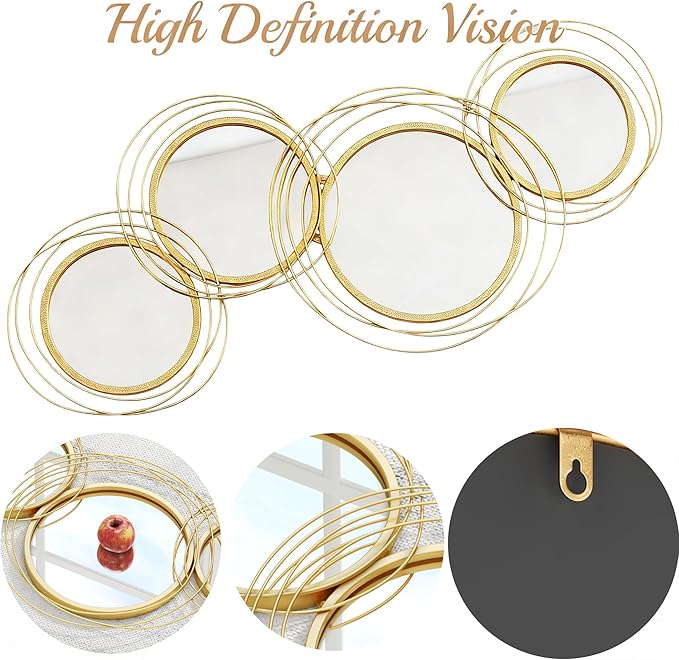 Wall Mirror Decor Irregular,43''x22'' Large Round Modern Circle Mirror,Metal Wall Art Mirrors for Living Room,Hallway,Entryway,Bedroom,Dining Room