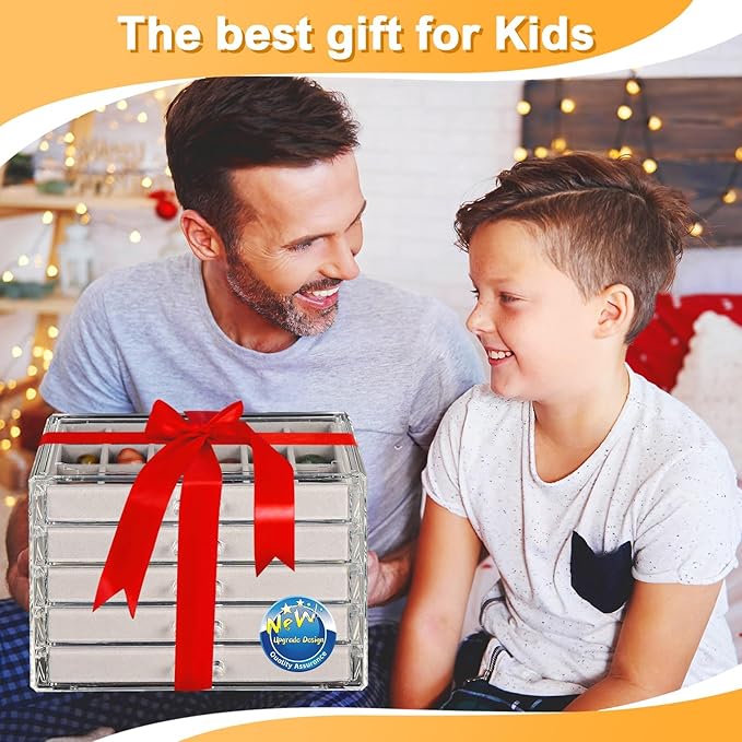 Rock Collection Display Case - Display Shelf for Collectibles - Rock Collections Box for Kids - Rock Collection Storage - Rock Collections Box for Kids 90 Grids