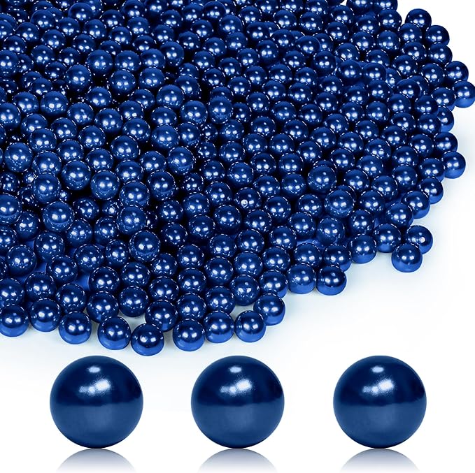 350Pcs Navy Blue Vase Filler Pearl Beads for Crafting 12mm Beads No Holes Decor Suitable for Wedding Decor, Party Decorations, Centerpiece Table Decorations