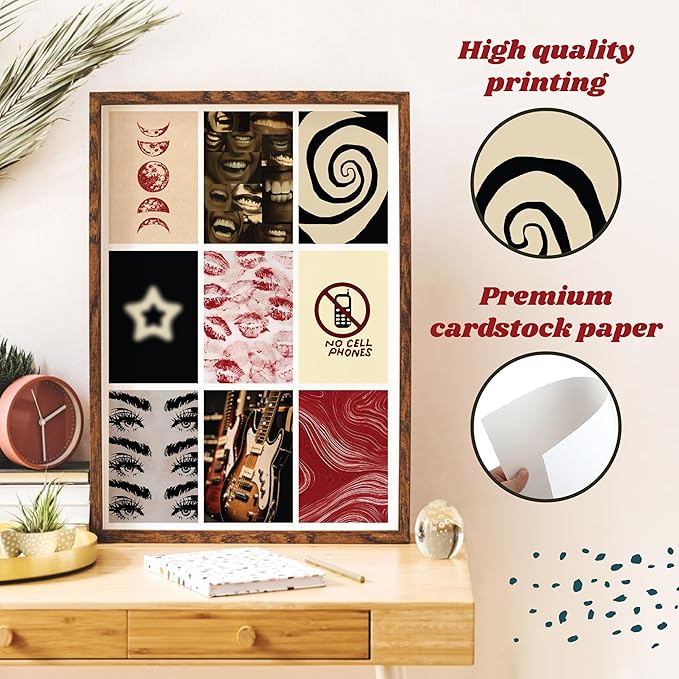 97 Decor Downtown Girl Room Decor - Downtown Girl Posters for Room Aesthetic Y2k, Retro Red Room Decor Y2k Bedroom Decorations, Mini Red Posters Coquette Wall Collage Kit for Teen College Dorm (4x6)