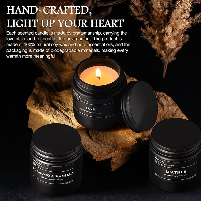 9 Pack Scented Candles Set Gifts for Men, Aromatherapy Candle Set with Scents （Mint & Eucalyptus/Sage & Citrus/Lemon Citrus & Verbena）- Gift for Dad, Boyfriend, Birthday, Father’s Day, Anniversary