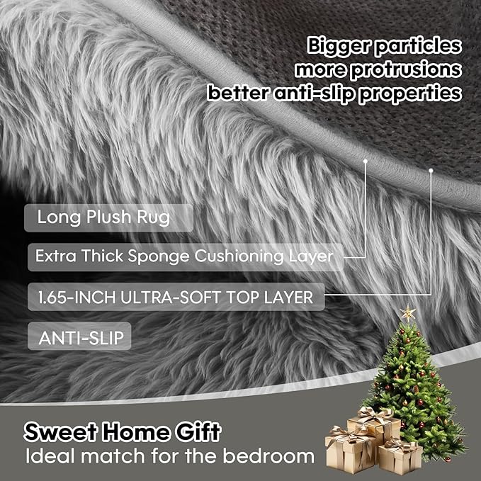 6x9 Area Rugs Living Room,Gray Large Plush Fluffy Bedroom Carpet,Non-Slip Upgraded Indoor Thick Soft Rug,Modern Plush Carpet Suitable for Kids Home Decor Aesthetics Dorm.