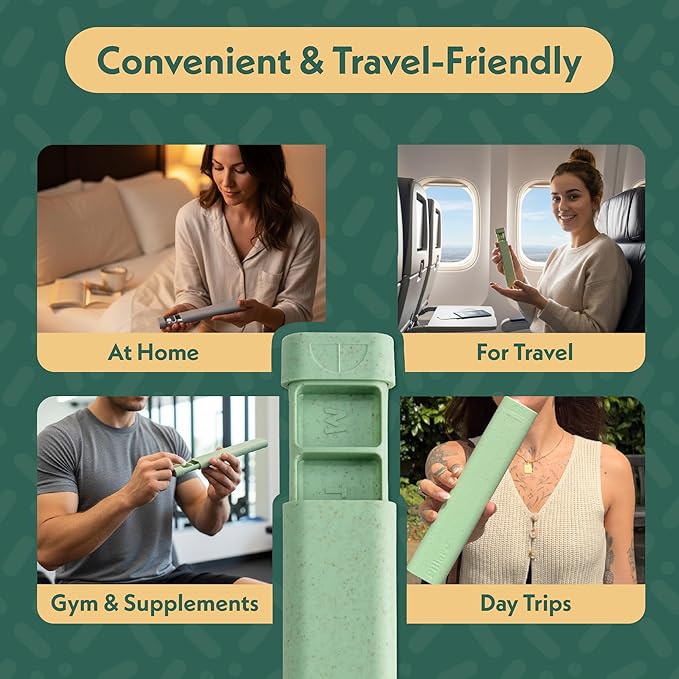 Pillar - 7-Day Pill Organizer | Weekly Medicine Pill Container Travel Box - Aesthetic Medication Holder - Stylish Travel Pill Case - Cute Small Medication Organizer 7 Day for Women (Slate Grey)