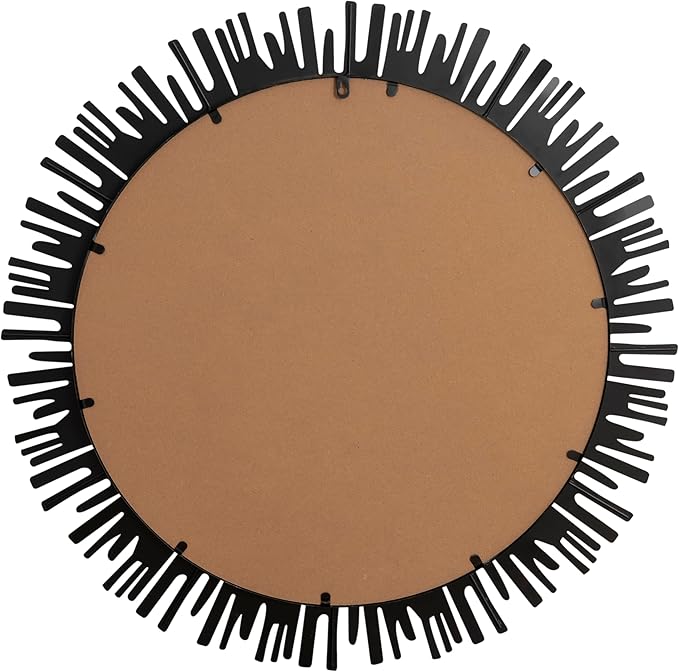 SHYFOY Sunburst Decorative Mirror Wall with Metal Frame, Large Round Decorative Mirrors Black Art Mirror for Wall Decor for Living Room Entryway Hallway Bedroom