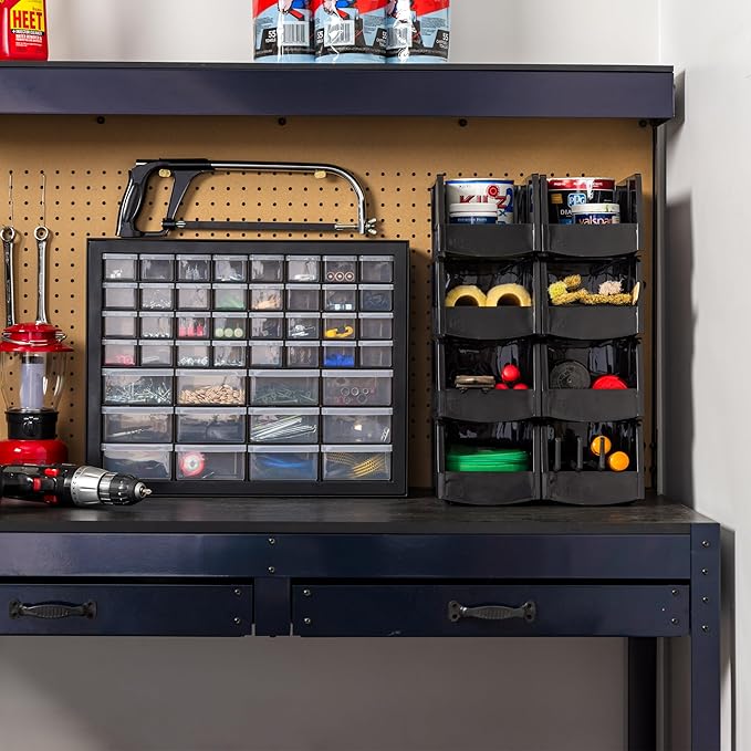IRIS USA Small Parts Storage, Made in USA, Cabinet, 44-Drawer Organizer for Screws, Nuts, Bolts, Electronics, Hardware, Beads, Crafts, Building Bricks, Stackable Garage Storage – Black