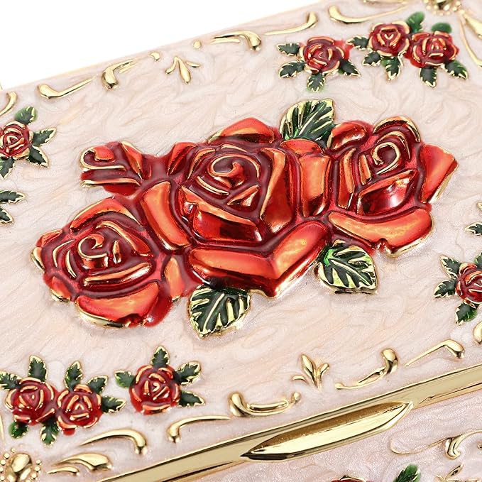 Hipiwe Vintage Metal Jewelry Box Small Treasure Chest Case Trinket Organizer Earrings Necklace Bracelet Storage Box Ring Box Holder Keepsake Box for Women