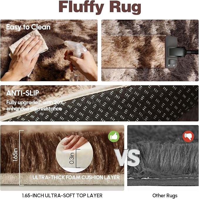 6x9 Rugs for Living Room, Rugs for Bedroom, Plush Fluffy Carpet, Non-Slip Upgrade Tie-dye Coffee Rug, Suitable for Kids Home Decor Aesthetics Dorm.