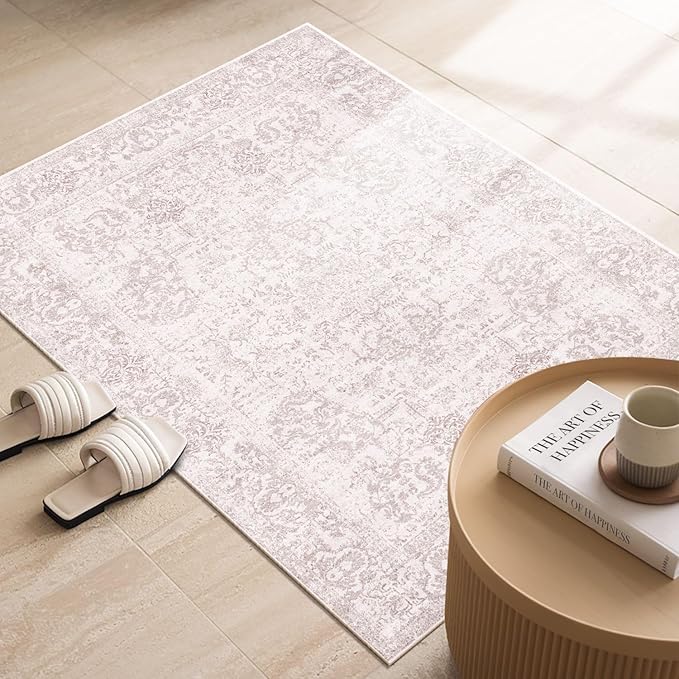 Rugxara 2x3 Door Mat Indoor Entrance, Washable Non Slip Kitchen Bathroom Rugs, Ultra-Thin Throw Small Rug for Front Door/Indoor Entrances, Pink