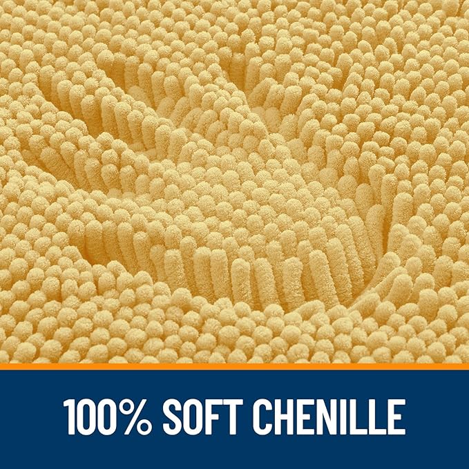 OLANLY Large Bathroom Rugs 70x46, Extra Soft Absorbent Chenille Bath Rugs, Rubber Backing Quick Dry, Machine Washable Bath Mats for Bathroom Floor, Tub and Shower, Home Decor Accessories, Yellow