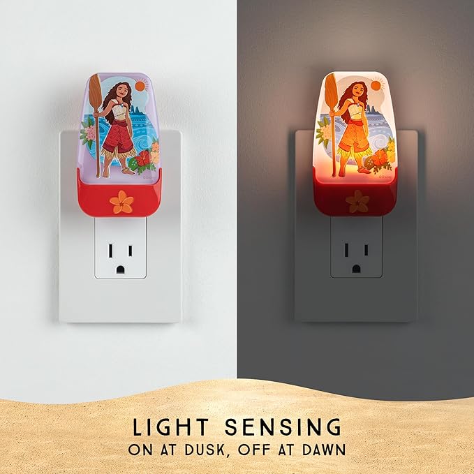 Disney Moana LED Night Lights Plug Into Wall NightLight for Kids Room Decor Ambient Lighting Girls Boys Bedroom Bathroom Light Nursery 85993