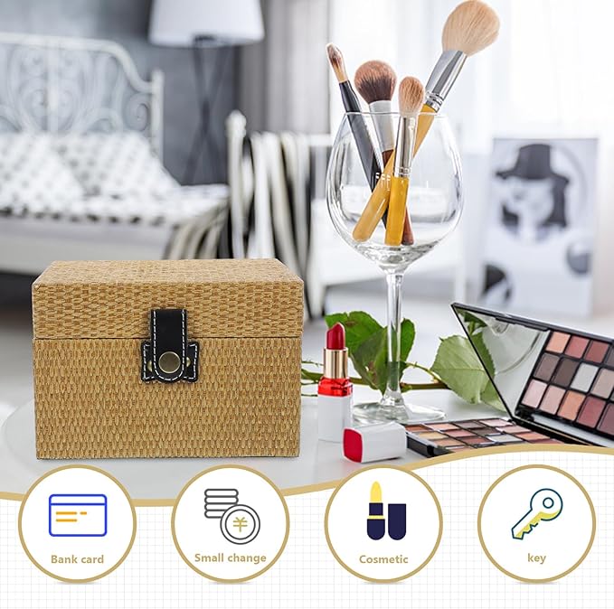 SEWACC Wooden Jewelry Storage Box Large Trinket Case with Lid Retro Wood Organizer for Makeup and Accessories Desktop Decorative Organizer for Women