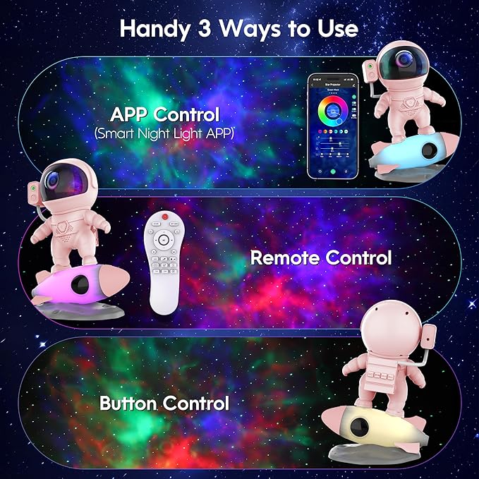 FlyEagle Astronaut Galaxy Projector, Star Nebula Projector with Rocket Lamp, Night Lights LED Star Projectors for Bedroom, Remote Control, White Noises, Bluetooth Speaker for Bedroom
