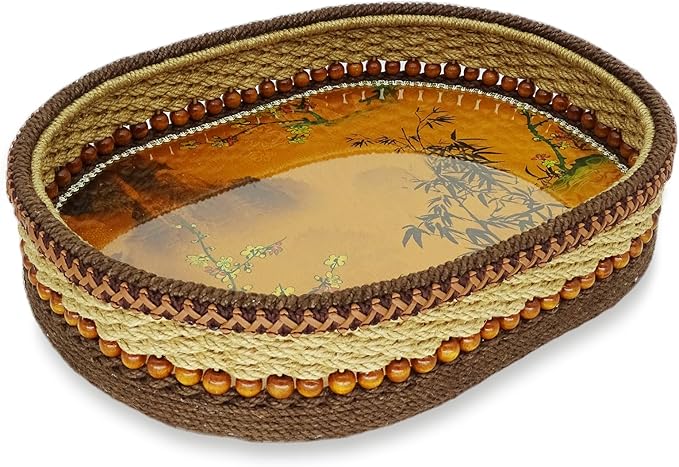 Zenpeace Wicker Basket, Suitable For Hand-Woven Basket Rectangular Storage Basket with A Handle, for Organizing and Decorating Projects, Storage Clothes and Various Items