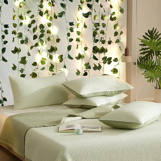 Fake Plants Vines,33ft 100 LED Artificial Ivy Garland with Fairy Lights,for Home Living Room Bedroom Wall Art Aesthetic Office Coffee Wedding Party Farmhouse Dorm Outdoor Garden Decor