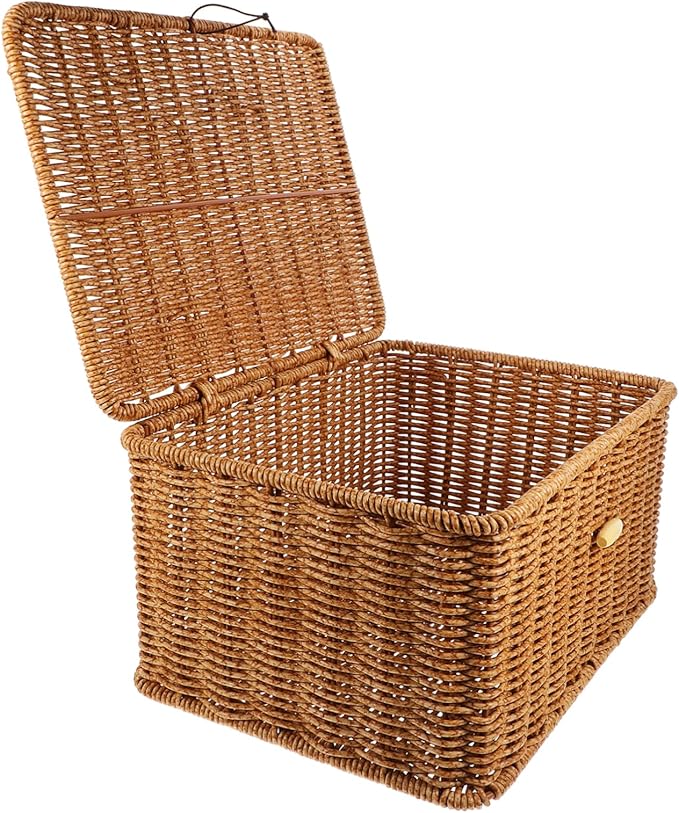 MAGICLULU Baskets for Organizing Woven Storage Bin Desktop Makeup Organizer Imitation Rattan Box