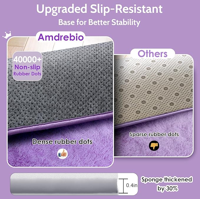 Amdrebio Purple Area Rugs for Bedroom Girls Room Decor Aesthetic, 5x7 Cute Fluffy Shag Lavender Rug for Living Room Dorm Classroom Nursery, Furry Plush Fuzzy Soft Lilac Carpet for Kids Baby Teens