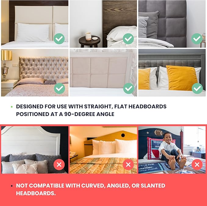 Home in Bold No-Screws Bed Headboard Shelf Attachment (Only for Straight headboards) - Metal Twin, King, Queen - Renter Friendly Over Storage for Bed - Dorm Headboard Shelf King Queen