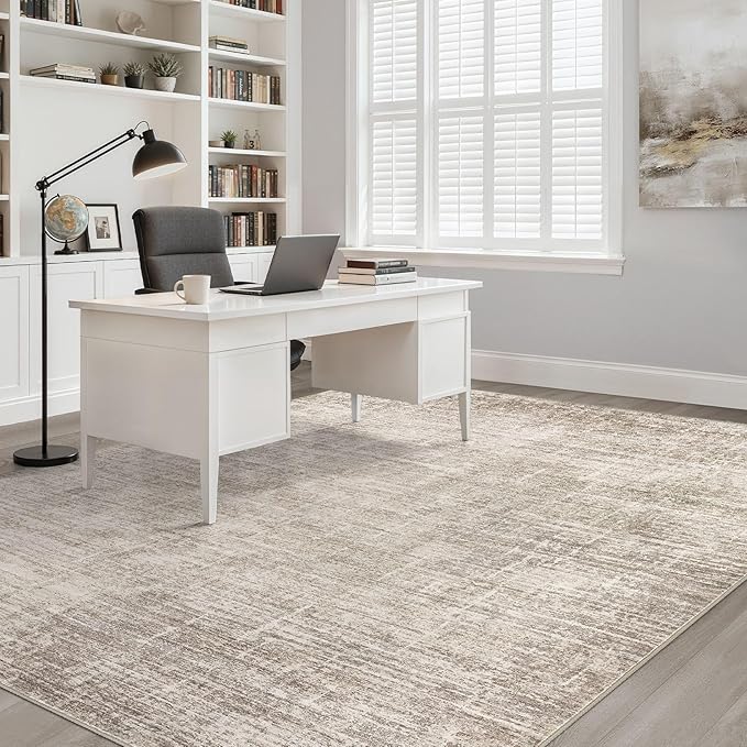 8x10 Area Rugs Living Room: Washable Large Neutral Brown Rug Abstract Soft Modern Stain Resistant Indoor Floor Non-Slip Carpet for Bedroom Nursery Kids Office Playroom Dining Room Under Table Home