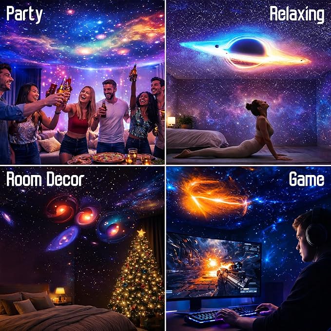 Upgraded Planetarium Projector with White Noise & Bluetooth Speaker, Astronaut Space Light Galaxy Projector for Bedroom, Ceiling Star Night Lights for Kid Adult Mood Lighting with Timer, Bedroom Decor