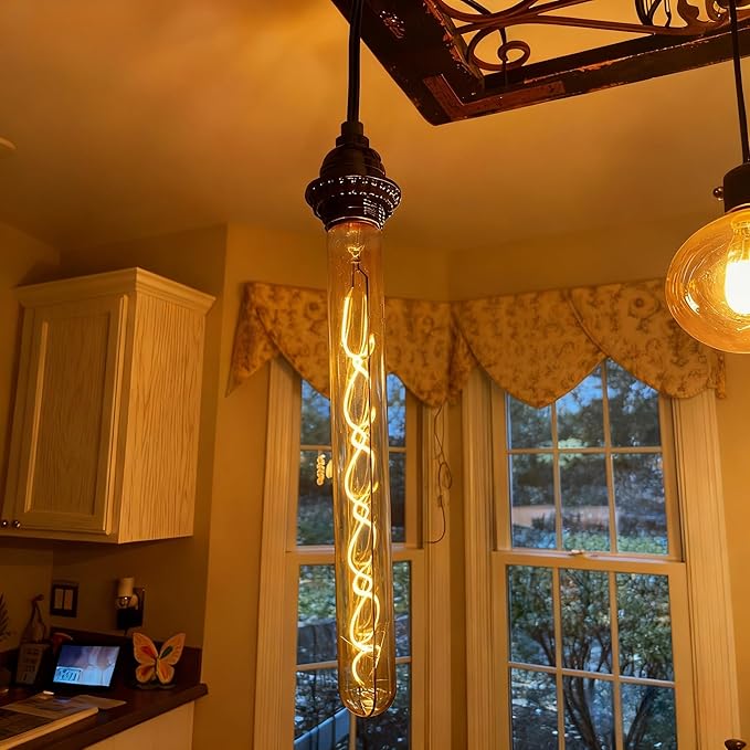 40 Watt Decorative Vintage LED Light Bulbs, Golden T32 Extended Bubble 4W LED Filament Edison Bulb,2700K Oversized Warm Lights,Dimmable E26 Lamp Base,1-Pack